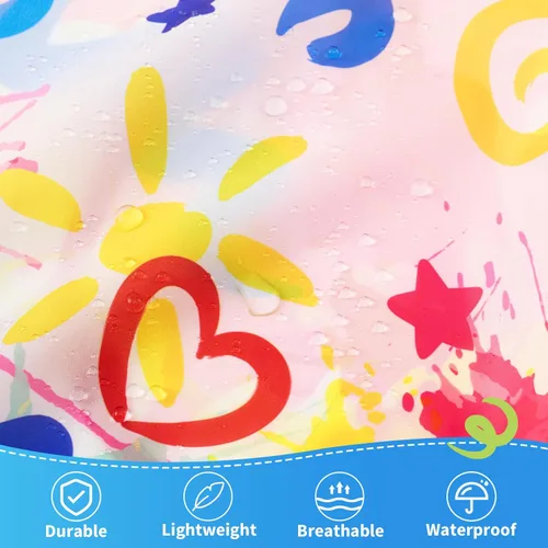 Miniatura 4 de WERNNSAI Bata de arte para niños impermeable con manga larga y 3 bolsillos de pintura Doodle A001