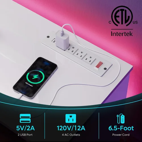 Miniatura 3 de Bestier Soporte de TV para TV de 70 pulgadas, centro de entretenimiento para juegos para PS5, gabinete de TV LED con estantes de vidrio para sala