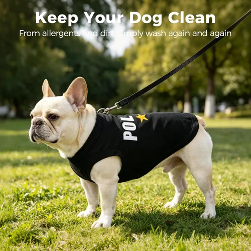 Miniatura 7 de BINGPET Camisas de Perro Policía, Camiseta de Perro Suave de Algodón, Traje Transpirable y Ligero para Perro Camiseta Sin Mangas Chaleco, Ropa