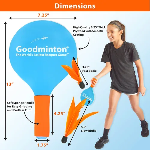 Miniatura 5 de Goodminton - El juego de raquetas más fácil del mundo: un divertido juego de paleta para interiores y exteriores durante todo el año para niños