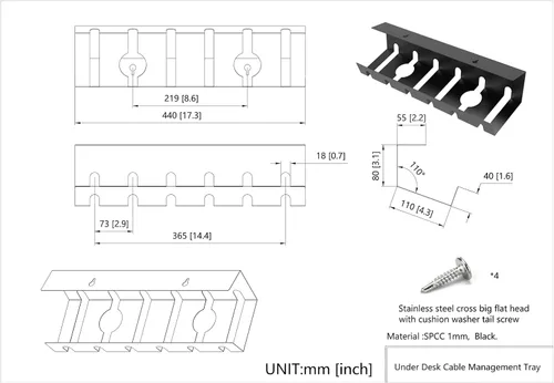 Miniatura 2 de Organizador de cables debajo del escritorio para un fácil montaje, organizador de cables de metal debajo del escritorio para oficina, hogar