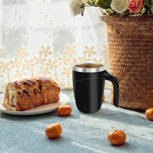 Miniatura 8 de Taza de café con agitación magnética automática, taza giratoria para mezcla en casa, oficina y viaje, divertida taza eléctrica de acero inoxidable