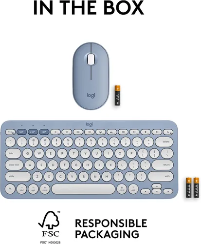 Miniatura 10 de Logitech Pebble 2 Combo para Mac, Teclado y Mouse Inalámbricos, Delgado, Silencioso y Portátil, Personalizable, Mouse y Teclado Bluetooth, Azul tonal