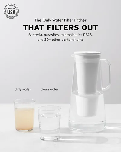 Miniatura 2 de LifeStraw Home - Jarra de filtro de agua de plástico sin BPA de 7 tazas (blanco)