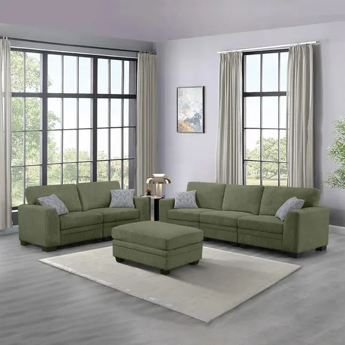 Miniatura 33 de Legend Vansen Sofá modular de gran tamaño, sofá en forma de U de 7 asientos con otomana, sofá de pana con asiento profundo, sofás seccionales Gris