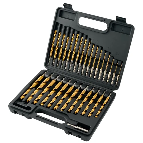 Miniatura 8 de Juego de 13 brocas HSS, juego de brocas de acero de alta velocidad con revestimiento de titanio (1/16"-1/4") para chapa, madera, plástico, diseño