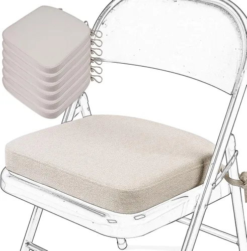 Miniatura 33 de SINOSSO Cojín de espuma viscoelástica para silla plegable, 1 unidad, almohadilla cuadrada gruesa de 2 pulgadas para silla de cocina con lazos, cojín