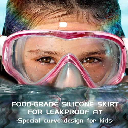 Miniatura 3 de Seago Gafas de natación para niños, máscara de buceo para jóvenes (5-15), antivaho 180° visión clara Rosa