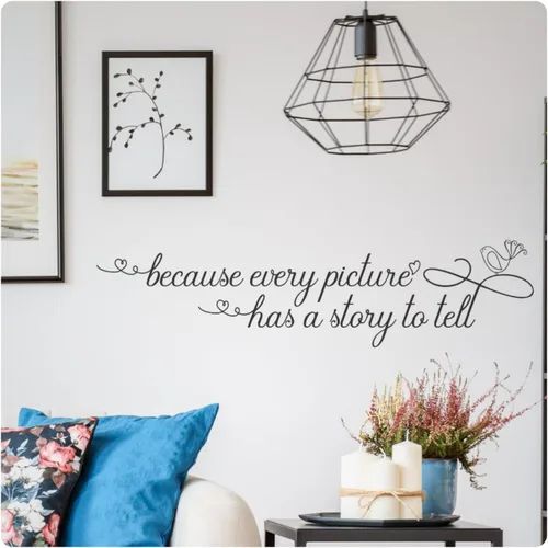 My Vinyl Story - Because Every Picture - Calcomanía inspiradora para pared, diseño de amor familiar, decoración con texto artístico para el hogar,