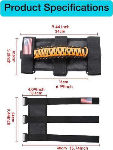 Miniatura 7 de GAIZON Paquete de 2 asas de agarre de barra antivuelco, asas de paracord para Jeep Wrangler CJ YJ TJ JL JK LJ JLU JKU Sahara Freedom Rubicon, Naranja