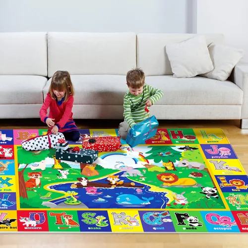 Miniatura 7 de Tapete de juego para bebé para piso, tapete para gatear bebé, superficie suave, tapete de juego para bebés, no tóxico, plegable, antideslizante, ABC