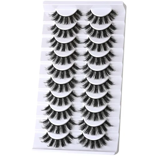 Miniatura 8 de FARRED - Pestañas postizas esponjosas de aspecto natural, pestañas cortas y finas, tiras de pestañas de 16mm, 10 pares, paquete de pestañas