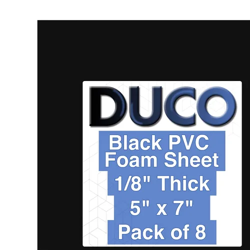 Miniatura 60 de Hoja de PVC expandido de Duco USA, de 1/8" de grosor - Paquete de 8 de 12 x 12" de tablero de espuma de celda cerrada negro mate - Lámina