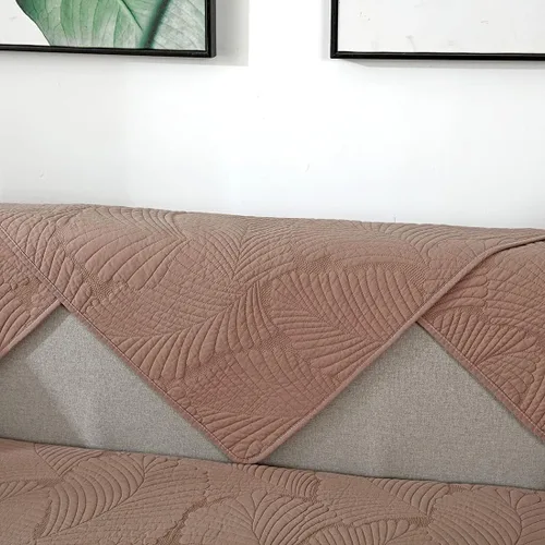 Miniatura 5 de vctops Funda de algodón con diseño bordado de hoja de palmera para sofá seccional, funda para sofá, para perros, gatos y mascotas, para sofá