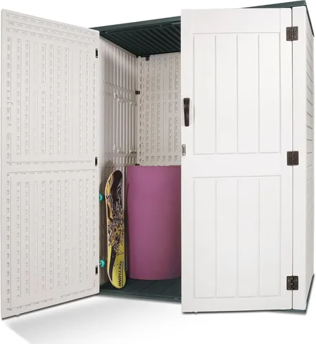 Miniatura 11 de Cobertizo de almacenamiento para exteriores de 35 pies cúbicos, caja de almacenamiento grande de resina, gabinete impermeable y con cerradura
