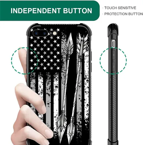 Miniatura 7 de Funda compatible con iPhone 7/8, diseño de bandera estadounidense con diseño de tiro con arco al aire libre, a prueba de golpes, antiarañazos