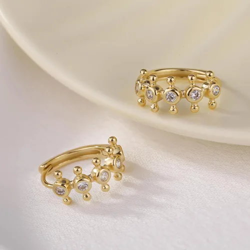 Miniatura 4 de ToHeart Pendientes Huggies de oro para mujer, pequeños aretes de aro de oro