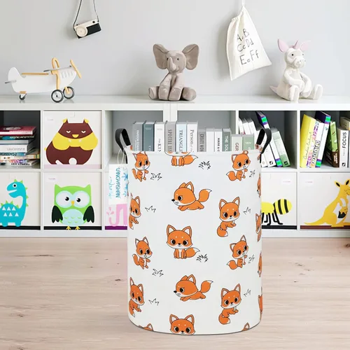 Miniatura 5 de Cesta de lona plegable para lavandería, cesta organizadora para almacenamiento de juguetes, cestas de regalo, ropa de dormitorio, ropa de niños, Fox