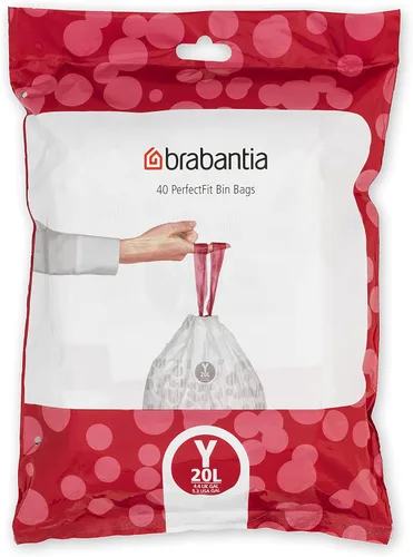 Miniatura 29 de Bolsas de basura Brabantia PerfectFit (Tamaño M/16 Gal) Bolsas gruesas de plástico para caneca de basura con asas de cordón (40 bolsas)