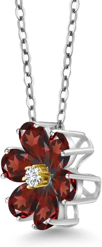 Miniatura 45 de Gem Stone King Collar de plata de ley 925 y oro amarillo de 10 quilates con piedra natal y diamantes cultivados en laboratorio, forma de pera