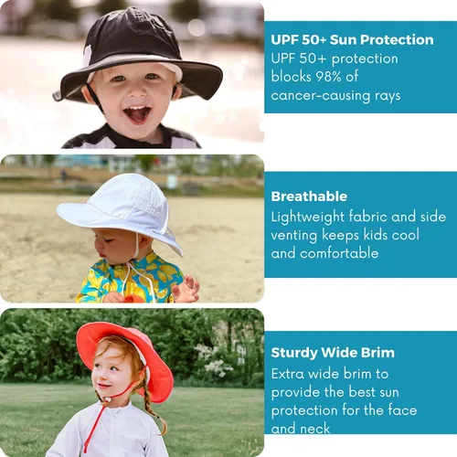 Miniatura 5 de SwimZip, sombrero unisex para niños, ala ancha, protección solar FPS 50, ajustable.
