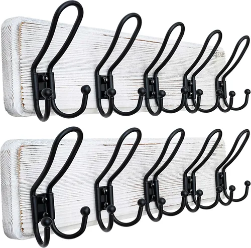 Miniatura 12 de Dseap Perchero de Pared Montado - Perchero Resistente de Granja Rústico de Pared con 5 Ganchos de Alambre para Ropa, Sombrero, Chaqueta, Toalla
