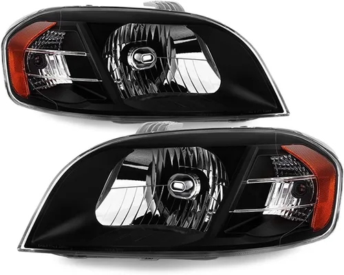 ACANII - Para Chevy Aveo 07-09 Pontiac G3 Wave Notchback 2007-2011 (modelo Sedan) faros delanteros negros para conductor + lado del pasajero