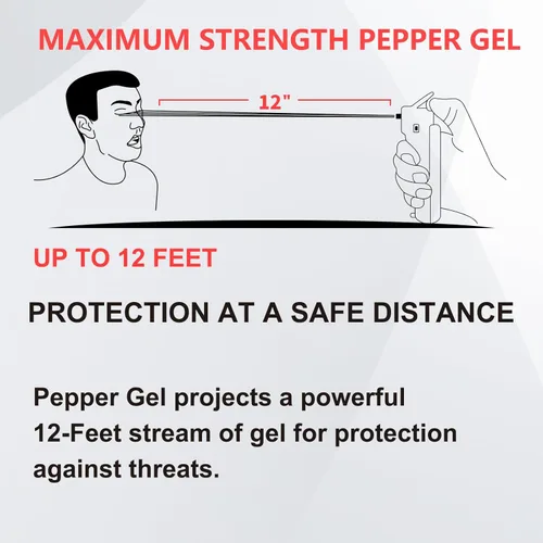 Miniatura 5 de Alarma personal de autodefensa 3 en 1 para mujeres, gel de pimienta y sirena de 130 dB y luces estroboscópicas, tapa de seguridad abatible, cargador