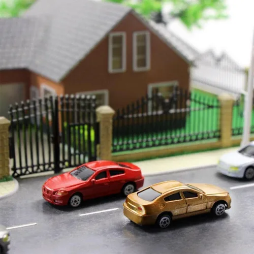 Miniatura 5 de 10pcs HO Escala Modelo Vehículo Coche 1:87 Arquitectura Modelo Tren