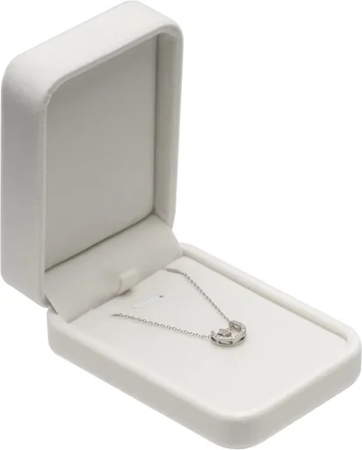 Miniatura 2 de Caja de regalo de joyería de terciopelo clásico para collar colgante (blanco)