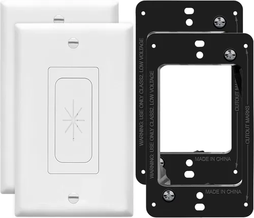 TOPGREENER Inserto de goma flexible con ojales de pared con placa de pared decorativa y soporte de montaje, placa de paso para cables de bajo Blanco