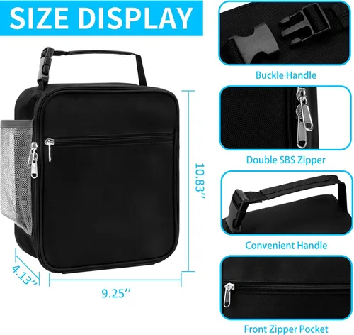 Miniatura 2 de Lonchera reutilizable para hombres y niños, pequeña bolsa de almuerzo para adolescentes, hombres, adultos, estudiantes, reutilizable, portátil