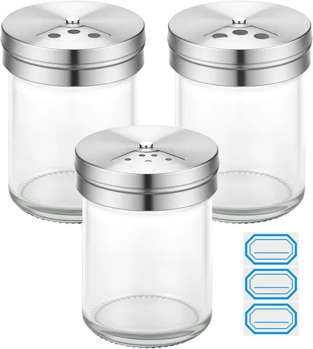 Miniatura 16 de Segarty Tarros de especias con tapas cocteleras, paquete de 6 botellas de vidrio de 4 onzas con tapa de acero inoxidable, recipientes de vidrio