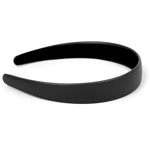 Miniatura 3 de Huachi Diademas negras para mujer, diadema negra de piel sintética para mujeres y niñas, banda de plástico duro para cabeza de colores sólidos