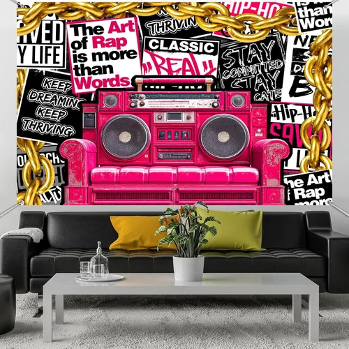 Miniatura 5 de HANYING HY070YL - Telón de fondo de hip hop de los años 90, música clásica retro, música rock, fotografía de moda, pancarta de fiesta de graffiti