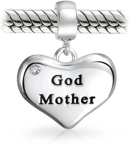 Miniatura 2 de Dije de cuentas colgantes de corazón para abuela, diseño de corazón de la abuela, para abuela, acento de cristal oxidado, plata de ley 925, pulsera