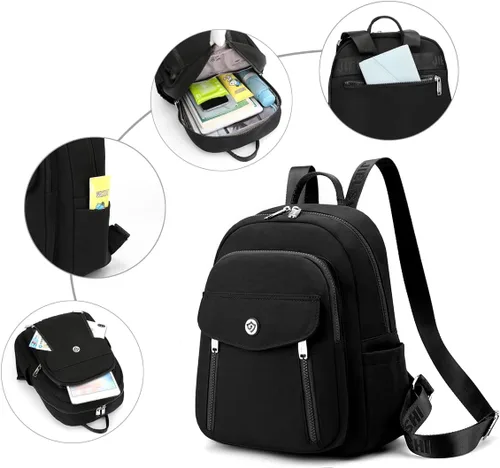 Miniatura 5 de Collsants Mochila pequeña para mujer, mini mochila de nailon, mochila de moda, bolsa de viaje, Beige, Mochilas Daypack