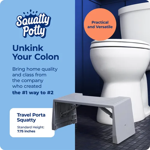 Miniatura 2 de Squatty Potty Porta Traveler Taburete plegable de inodoro para viajes, 7" de altura, gris