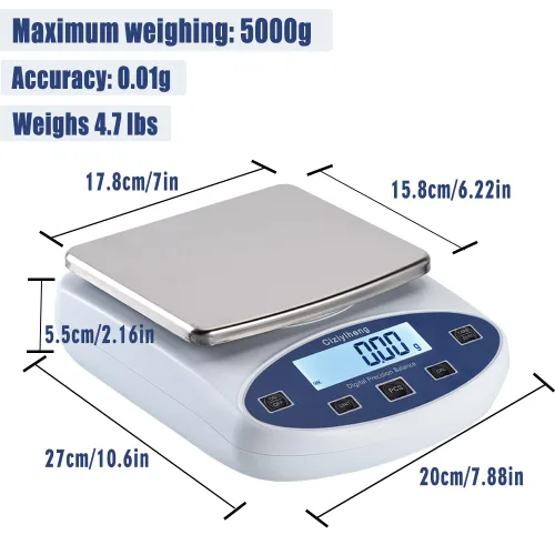 Miniatura 3 de Balanza de laboratorio Balanza electrónica 176.37 oz x 0.00 oz laboratorio de alta precisión Balanza analítica digital Escala de gramo 0.00 oz