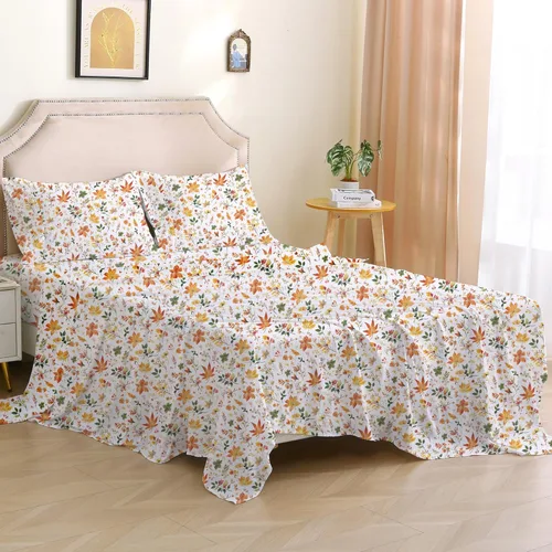Miniatura 16 de Viviland Juego de sábanas de 3 piezas con estampado botánico de mariposas y flores rosas y moradas, sábanas de microfibra suave y transpirable