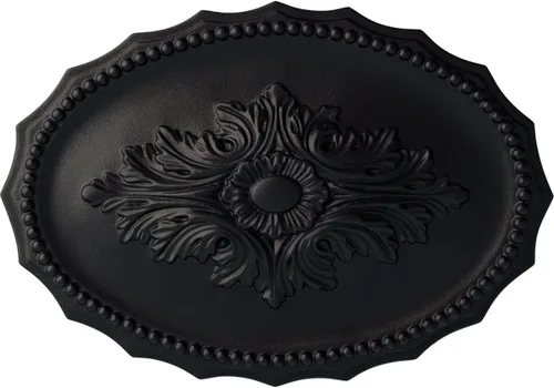 Miniatura 64 de Ekena Millwork CM16OX Medallón de techo Oxford, 16 7/8" W x 11 3/4" H x 1 1/2" P, imprimado en fábrica Imprimación de fábrica.
