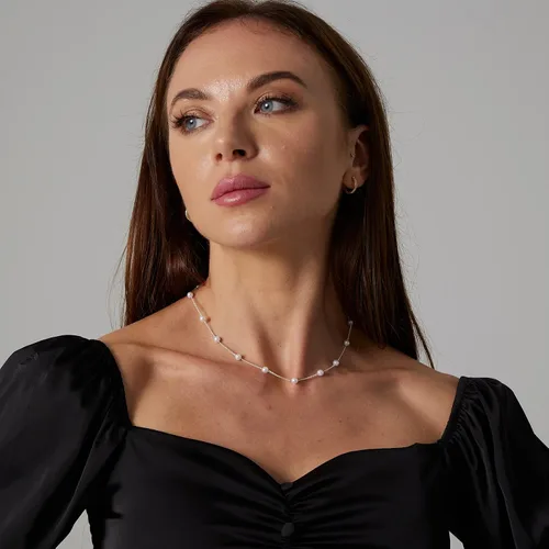 Miniatura 6 de VIROMY Delicado collar de perlas para mujer, chapado en oro de 14 quilates, joyería simple y moderna para el día a día