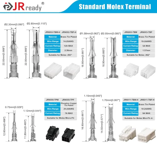 Miniatura 3 de JRready ST6529 610Pcs Kit de Conectores de Pin Deutsch 16# 20# Molex .093”.062” Mini-fit Jr. Micro-fit Superseal 1.5 Pines de Conector Terminal
