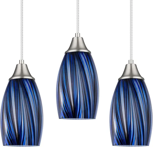 Miniatura 10 de karyfine Mini lámparas colgantes de vidrio artístico para isla de cocina, hechas a mano en color teja con vidrio dorado, iluminación colgante
