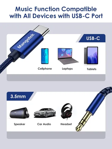 Miniatura 4 de Cable auxiliar de audio USB C a 0.138 in, cable auxiliar USB C, cable estéreo de auriculares tipo C a 0.138 in para iPhone, iPad, Samsung Galaxy