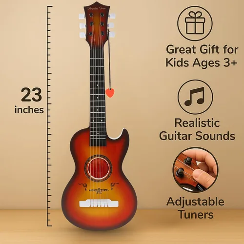 Miniatura 5 de Guitarra acústica de 23 pulgadas, guitarra de juguete de 6 cuerdas para niños, cuerdas de acero realistas, primer instrumento musical para Cherry