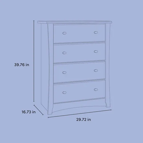 Miniatura 3 de Storkcraft Crescent Cajonera de 4 Cajones (Gris Guijarro) – Certificado GREENGUARD Gold, Cajonera Fácil de Combinar para Dormitorio de Niños y Gris