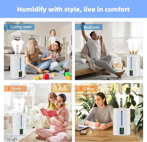 Miniatura 7 de Humidificadores de 6 L para dormitorio, habitación grande, hogar, humidificador fresco y cálido para bebés y plantas, humidificadores de escritorio