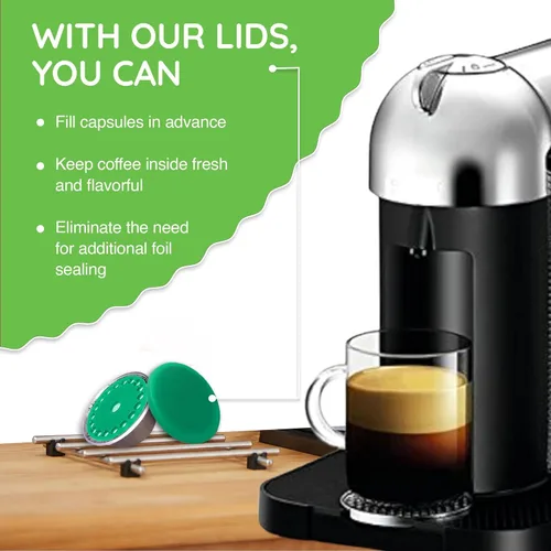 Miniatura 5 de My-Cap Juego de tapas y tapas reutilizables para cápsulas de café, compatibles con cápsulas Nespresso Vertuo, tapa y tapa de cápsulas de café Kiwi