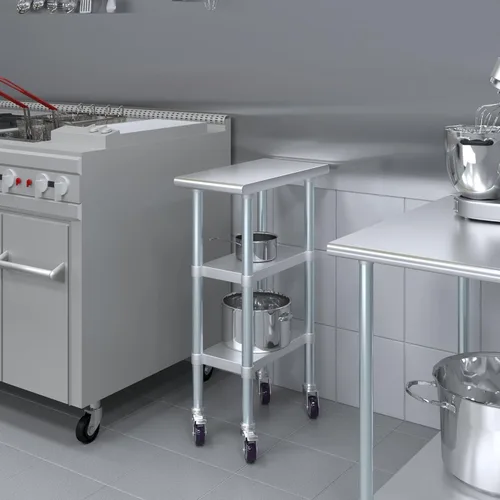 Miniatura 6 de AmGood Stainless Steel Work Table with 2 Shelves and Casters Metal Utility Table On Wheels